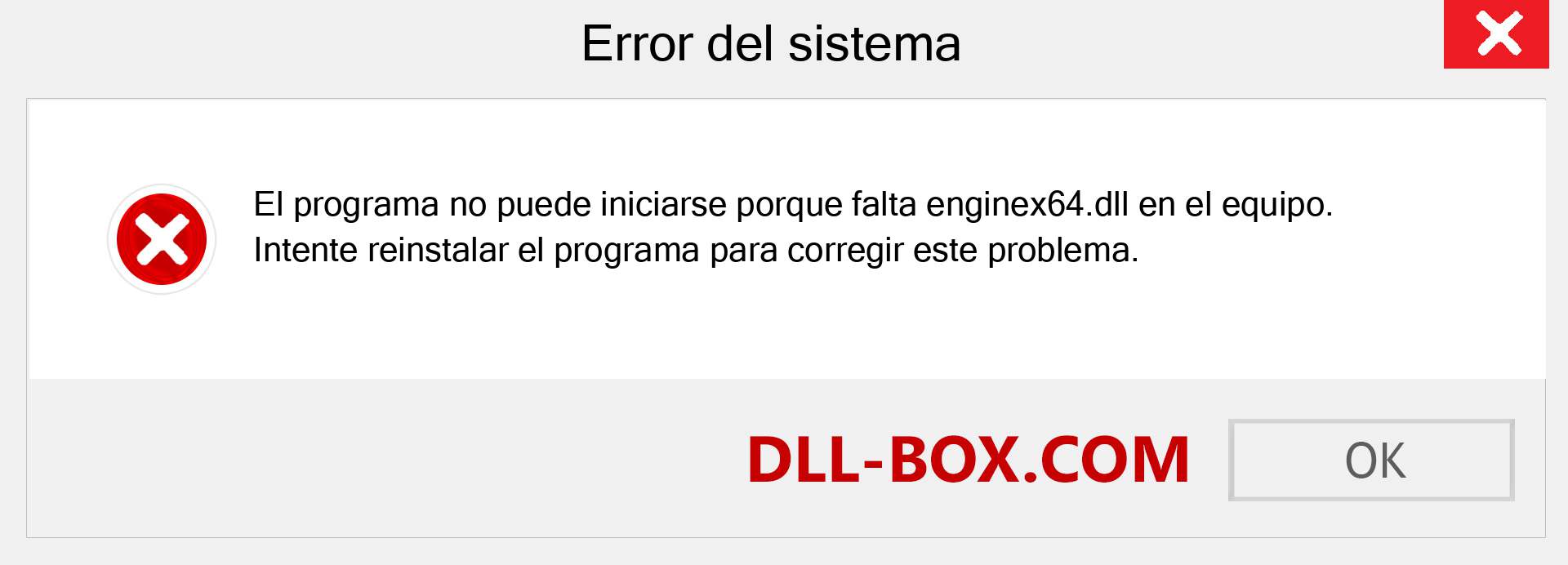 ¿Falta el archivo enginex64.dll ?. Descargar para Windows 7, 8, 10 - Corregir enginex64 dll Missing Error en Windows, fotos, imágenes